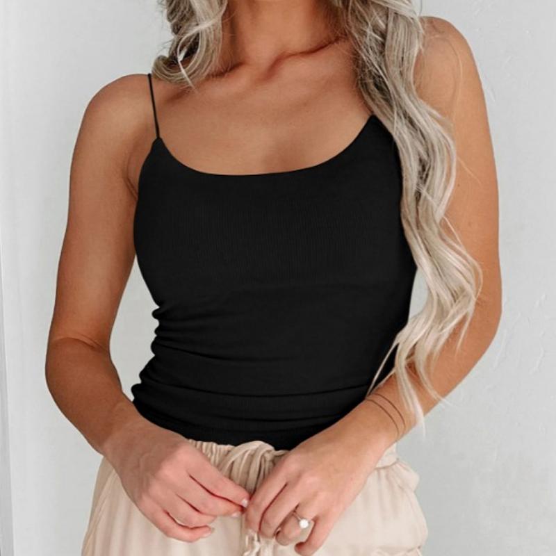 Новый летний женский вязаный топ на бретелях, сексуальный жилет на бретельках, повседневный 2024, облегающие майки, базовые короткие топы, женские эластичные однотонные модные женские костюмы 85