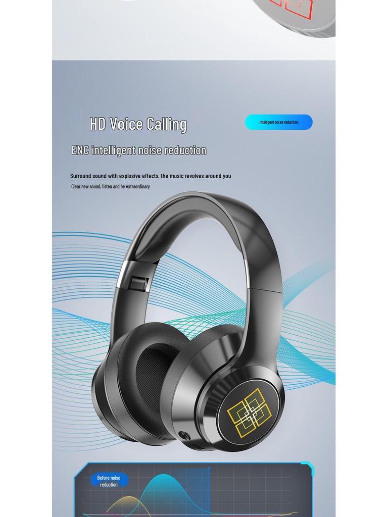 Новая светящаяся игровая Bluetooth-гарнитура накладного типа с мощными басами