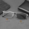 Color Changing Myopia Glasses for Men Anti Blue Light Ultra Light Business Half Frame Men's Glasses Trendy Photochromic Eyewear