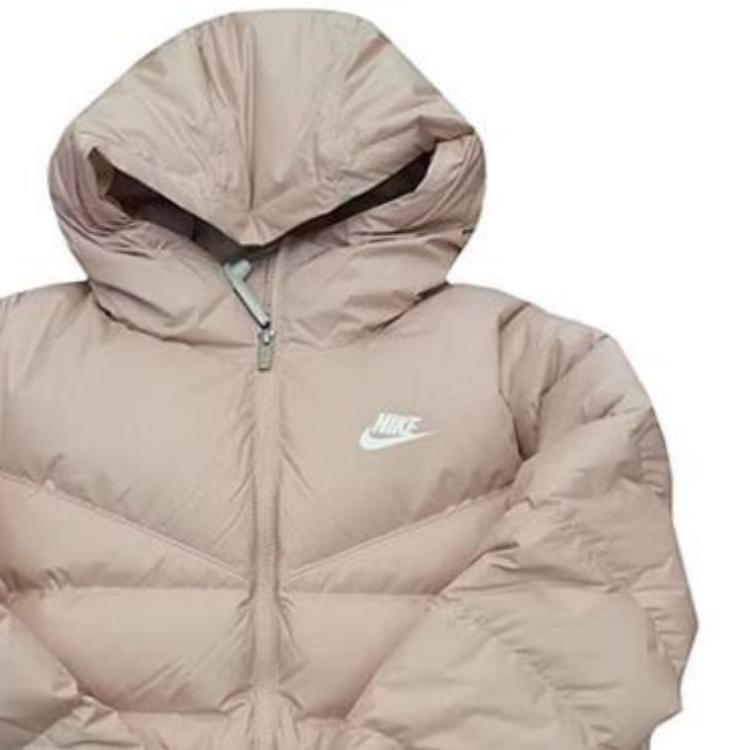 Nike Повседневная толстая теплая куртка-пуховик средней длины с логотипом, женская верхняя одежда, светло-розовая DQ6874-601
