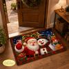 VIKAMA Entryway Floor Rug With Flannel Material Christmas Mini Figures Bathroom Bedroom Living Room Rug Easy To Clean Home Decor