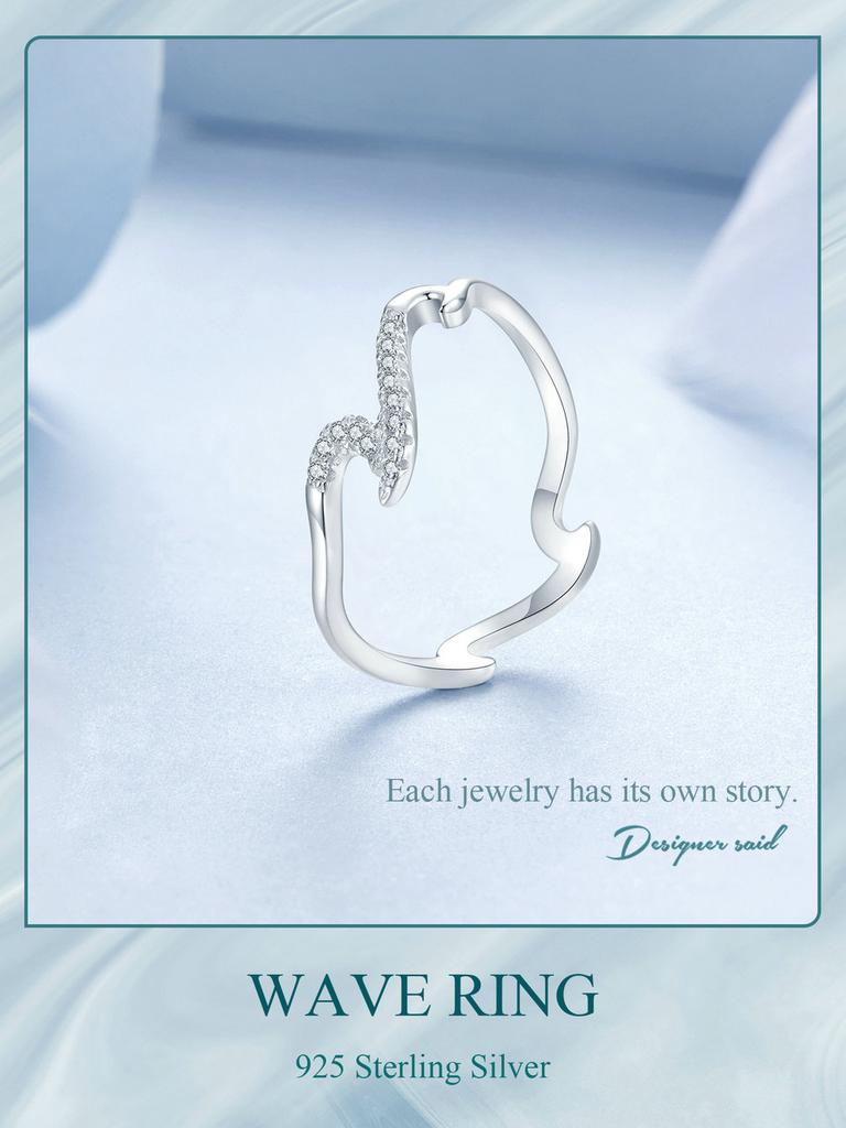 BAMOER 925 стерлингового серебра волна кольцо дизайн Sense модное кольцо позолоченное белое золото для женщин ювелирные изделия подарок
