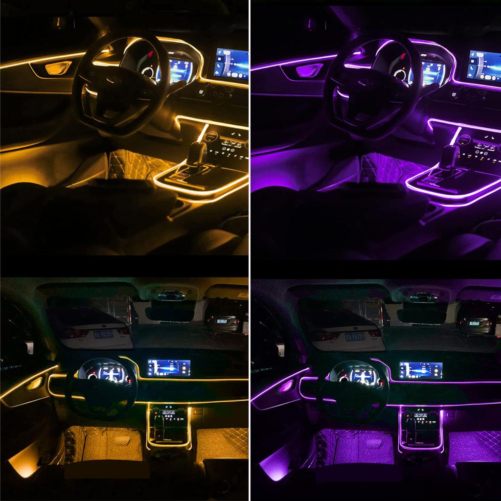 USB-подсветка салона автомобиля, 64 цвета, волоконно-оптические полосы, несколько режимов, приложение, управление музыкой, RGB, декоративная неоновая лампа окружающего освещения