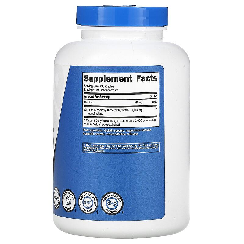 HMB, B-Hydroxy-B-methylbutyrate, 240 Capsules (500 mg per Capsule)