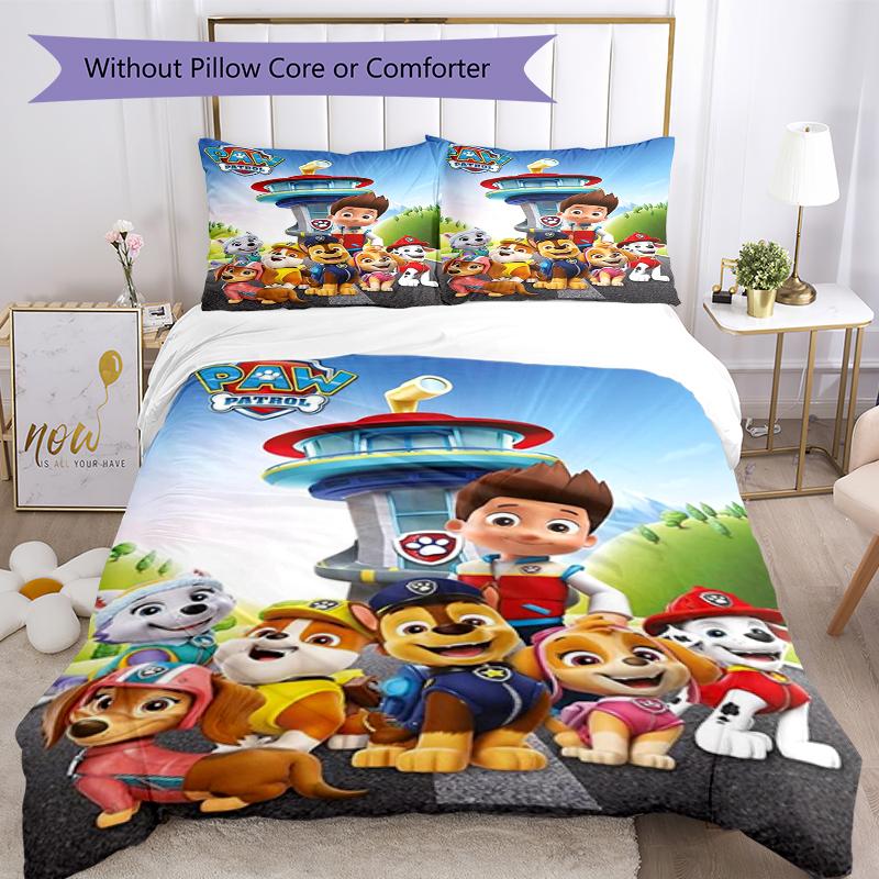 3pcs PAW Patrol Bedding Set Duvet Cover Closure Includes 1 Duvet Cover & 2 Pillowcases, Soft and Comfortable for All Seasons.