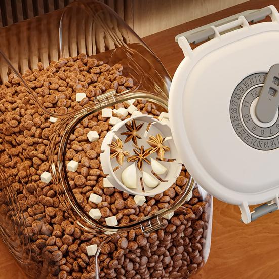 Герметичный контейнер для хранения зерна Прозрачный контейнер для хранения корма для домашних животных с функцией таймера 8 л 16 л Влагонепроницаемый контейнер с мерным стаканом для зерна и домашних животных