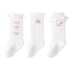 3 пары/комплект носков для новорожденных девочек, летние тонкие детские носки до колена с оборками из хлопка, милые носки с сеткой и оборками для младенцев 0-3 года