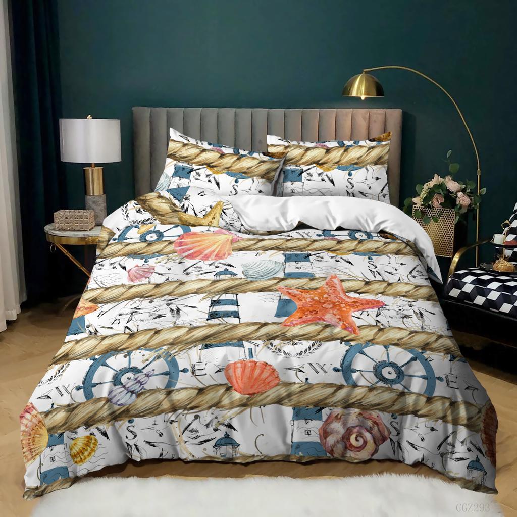 Beach Starfish Quilt Cover Three-Piece Digital Printing Pillowcase Bedding