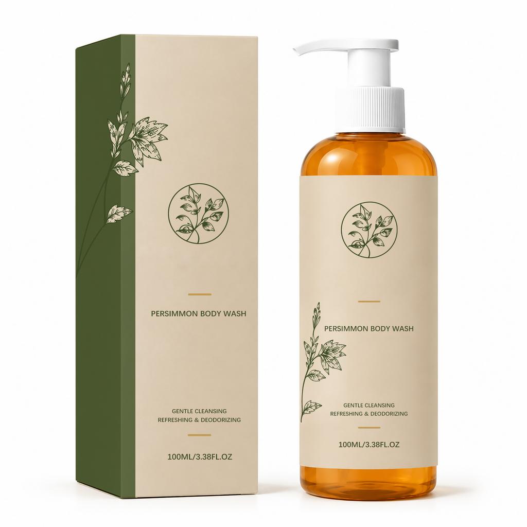 Persimmon Body Wash: Moisturizing, odor-removing, protective, cleansing, rejuvenating, with dense foam