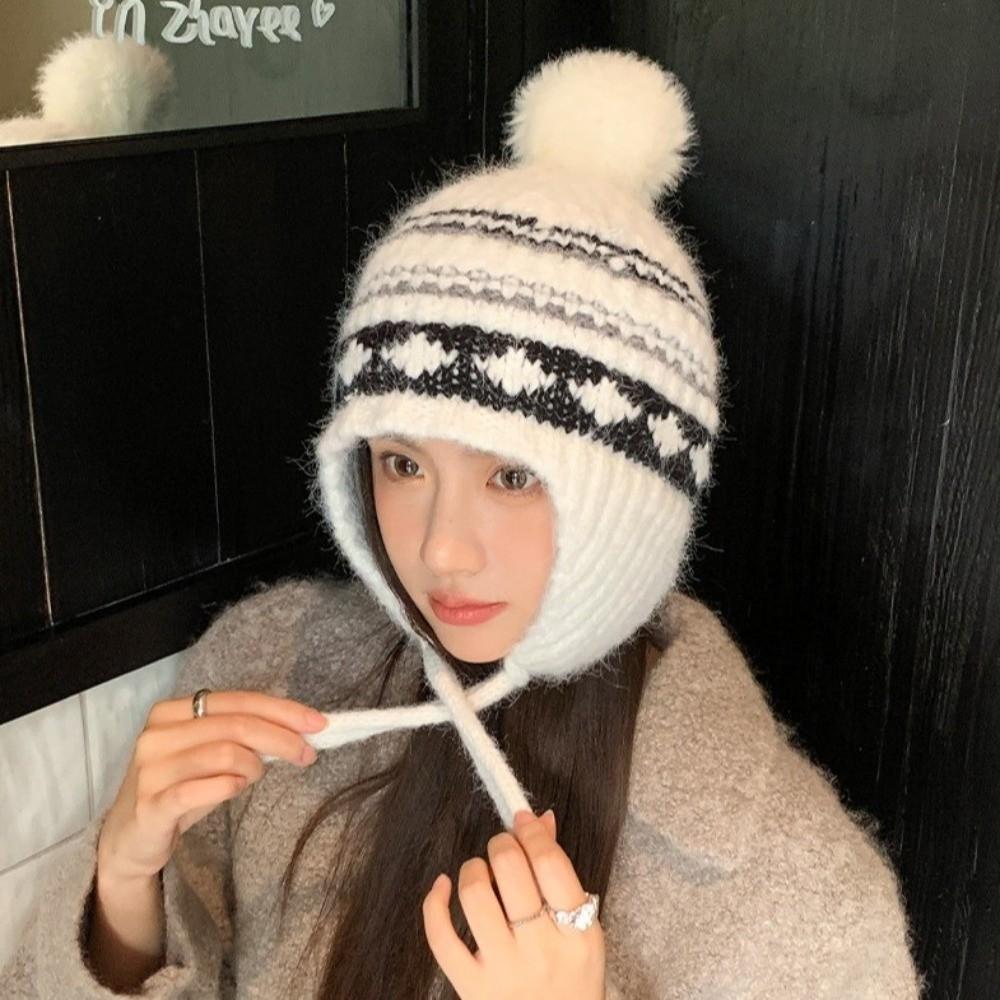 Casual Windproof Winter Knitted Hat Foldable Warm Thickened No-brim Foldable Hat Coldproof Korean Knitted Hat for Autumn Winter
