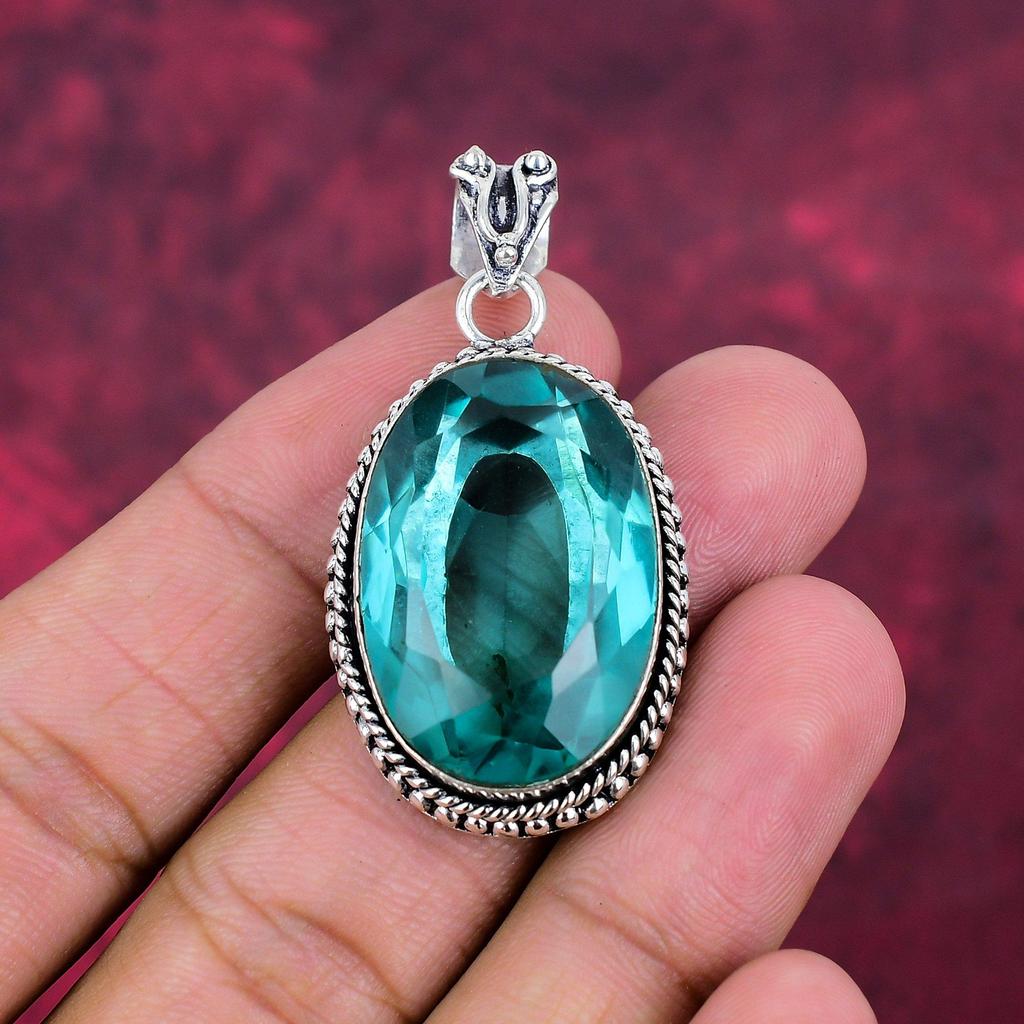 Подвеска Aqua Apatite, кулон из стерлингового серебра 925 пробы, ювелирные изделия ручной работы с драгоценными камнями, подарки для жены, абсолютно новый кулон