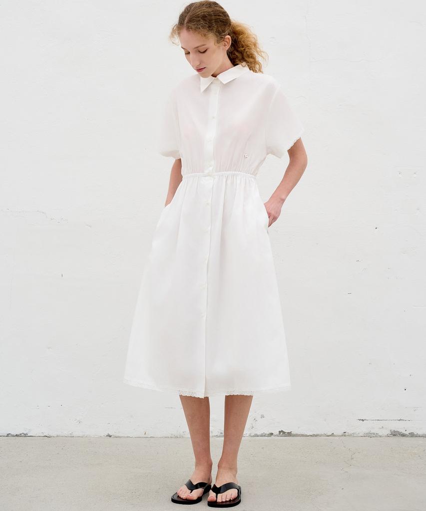 Mite Lace Shirts Dress_White