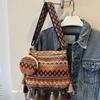 Плетеная сумка Этнический стиль Сумки через плечо Сумка через плечо в стиле бохо с кисточками Сумка через плечо с бахромой Уличная сумка через плечо