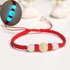 Браслет на удачу в год змеи из красной веревки, плетеная цепочка на руку, светящийся камень, регулируемый, плетеный вручную, браслет на запястье в год змеи, подарочный браслет на новый год