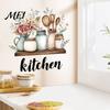 Removable Wall Art for Kitchen Cartoon Sticker, Watercolor Decorative Decal, PVC Waterproof Vintage Illustration Decals Mural, Cabinet Window