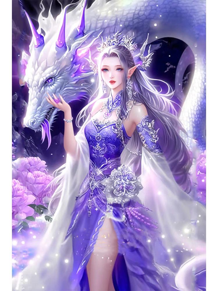 5DDIY Алмазная картина Мечтательный фиолетовый дракон Фея Мозаика Мультфильм Животное Вышивка Крестом Ремесла Украшения Дома Подарки