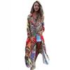 Women's Summer Long-sleeved Lapel Loose Casual Printed Shirt Dress