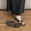 Summer niche design simple open-toed round head cross with wedge heel sandals women's versatile sandals