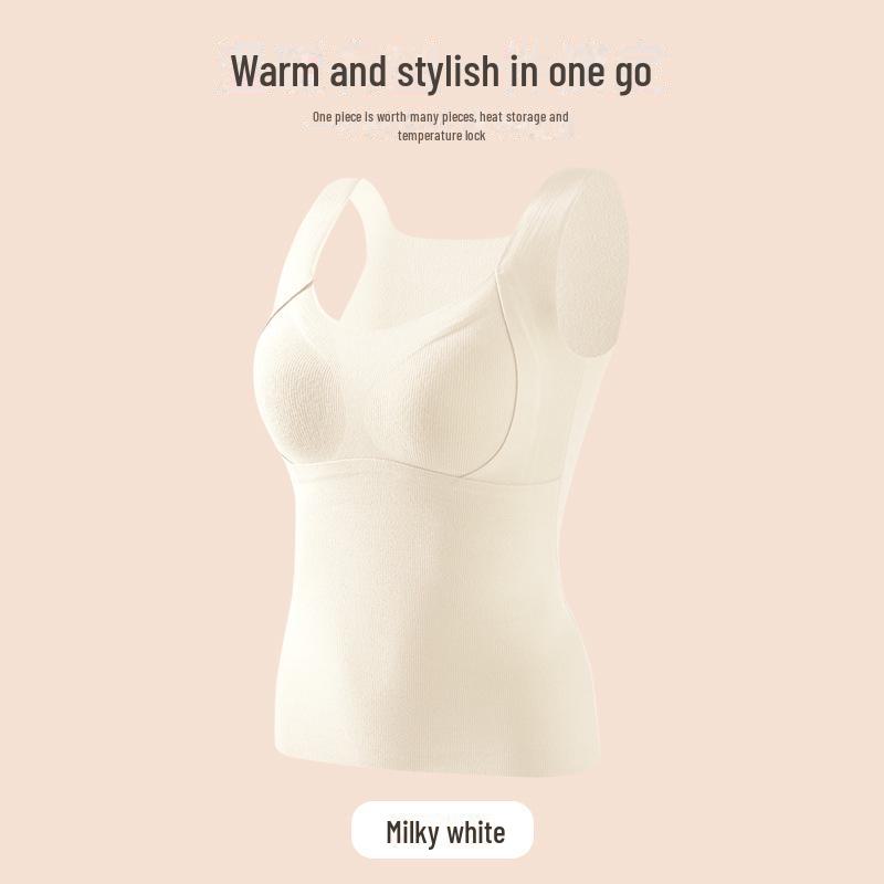 Women's Seamless Wool Fleece Vest with Chest Pad - Autumn/Winter Warmth