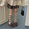 Комплект полосатых носков из искусственной норковой шерсти, комплект для ног с начесом, теплые носки до икры для осени и зимы
