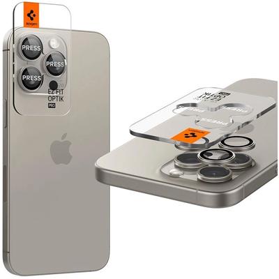 Защита камеры Spigen Optik Pro Glas.tr Ez Fit Camera Protector 2 шт. iPhone 14 Pro / Pro Max / 15 Pro / Pro Max / 16 Pro / Pro Max Натуральный титан