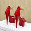 Женские босоножки с надписью New Summer Fashion, красные пикантные красные туфли на высоком каблуке-шпильке с цепочкой, каблук-шпилька 13 см, платформа 3 см, LFD