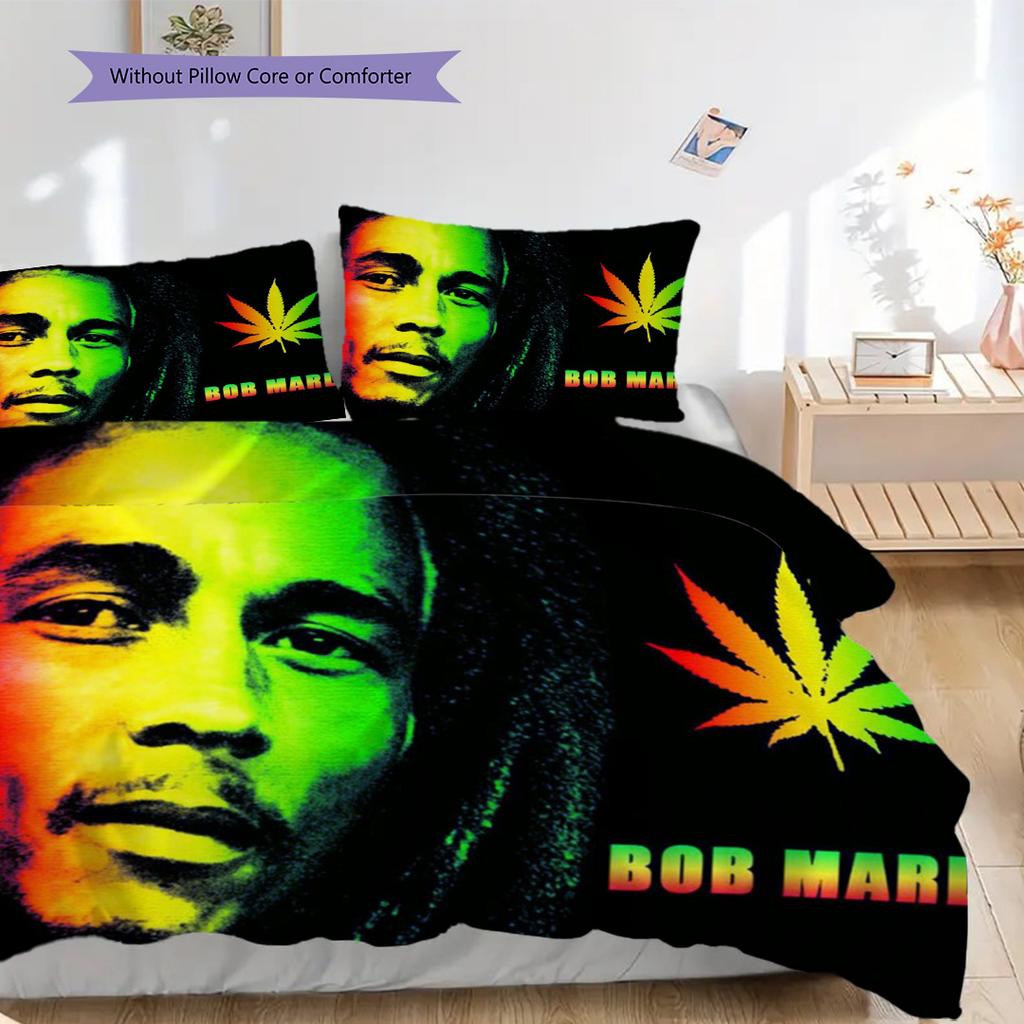 Bob Marley Art Set Bedding 1 Duvet Cover 2 Pillowcase Without Core Bedding Set Christmas Birthday Gift Soft And Comfortable