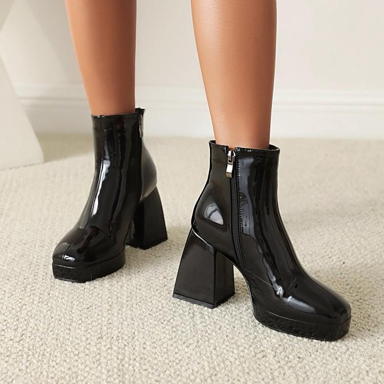 2025 Новейшие женские ботильоны на молнии, с круглым носком, на платформе, конфетного цвета, в стиле панк, на массивном каблуке, женские туфли на платформе, женские ботинки