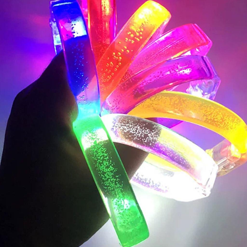 2pcs Light Up LED Bracelets Flashing Glowing Wrist Band Blinking Bangle Party Fun&