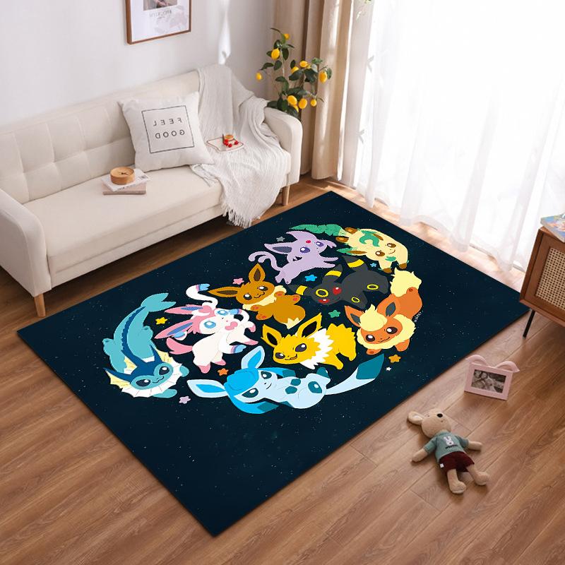 Japanese Anime Pokemon Pikachu Eevee Large Area Rug 3D Carpet Home for Living Room Kids Bedroom Sofa Doormat Children Floor Ma