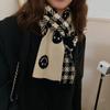 Cute Girl Smiling Face Scarf Ins Korean Style Wool Double Sided Black and White Plaid Scarf Student Girl Shawl Korean New