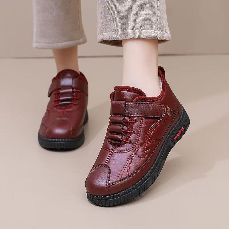 Зимние женские хлопковые ботинки 2025 года Нескользящие Удобные Хлопковые туфли для мам Плюс Бархатные Теплые Снежные ботинки