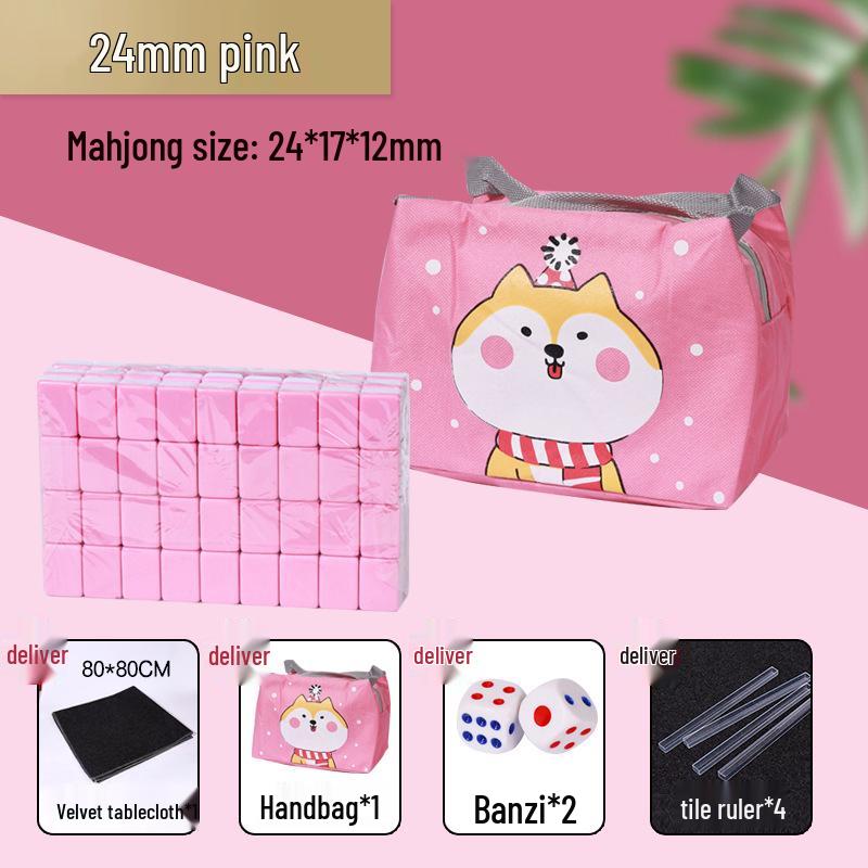 Компактный набор для маджонга: Массивные резные плитки с воробьями, размеры 24 мм и 30 мм, идеально подходят для путешествий и использования в общежитиях