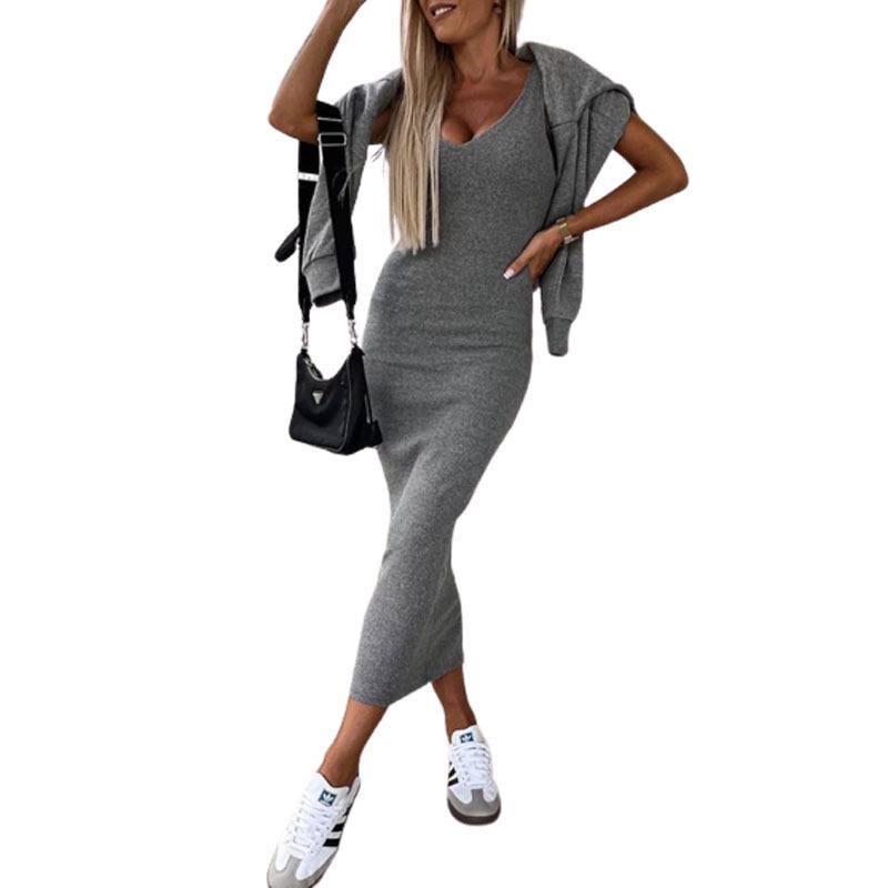 2023 Winter Sleeveless Hooded Dress & Sweater Two-Piece Set for Women
