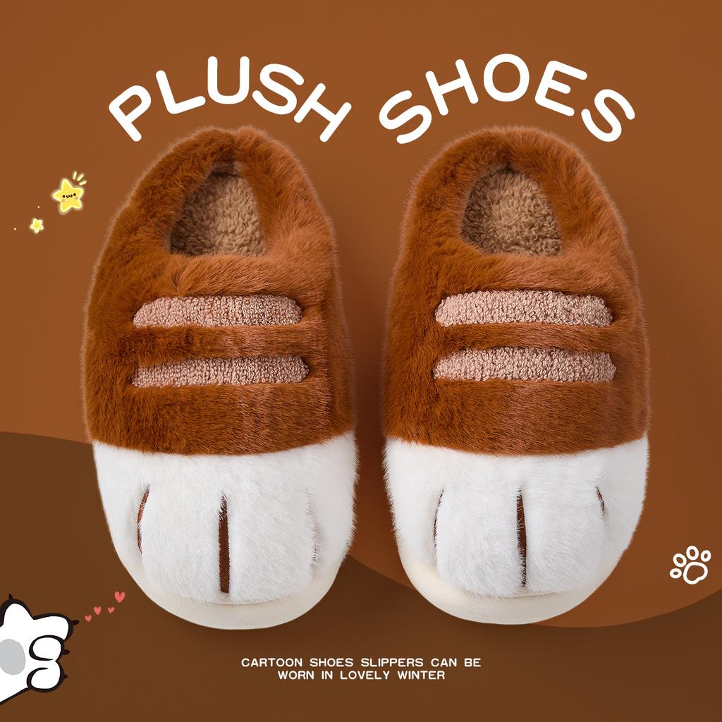 Осенние и зимние хлопковые тапочки кошачья лапа хлопковые ботинки нагроможденные и утолщенные милые верхняя одежда для дома и улицы пушистые тапочки
