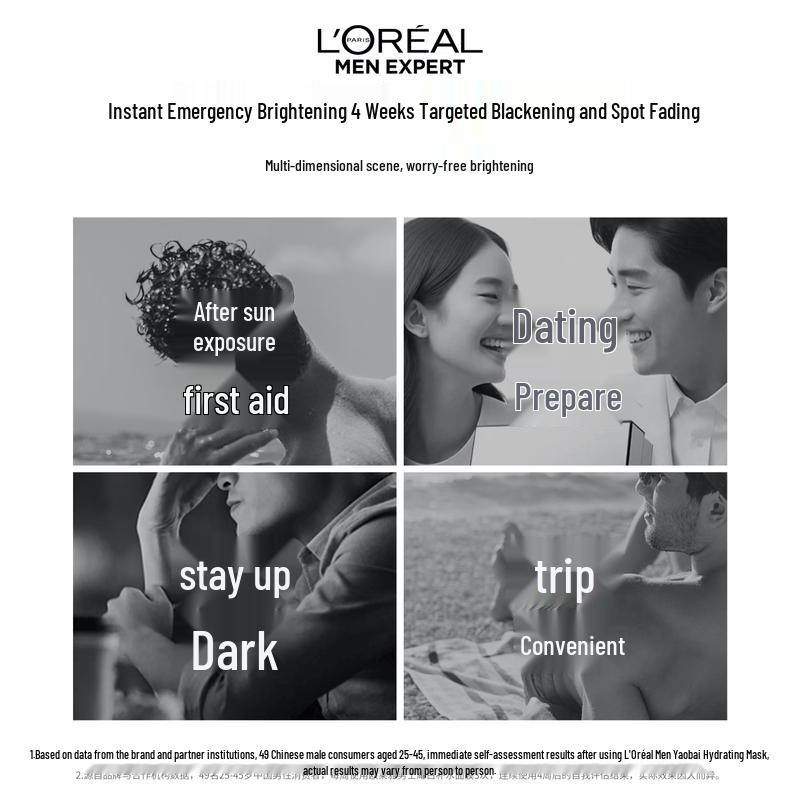 Осветляющая и увлажняющая тканевая маска L'Oréal для мужчин