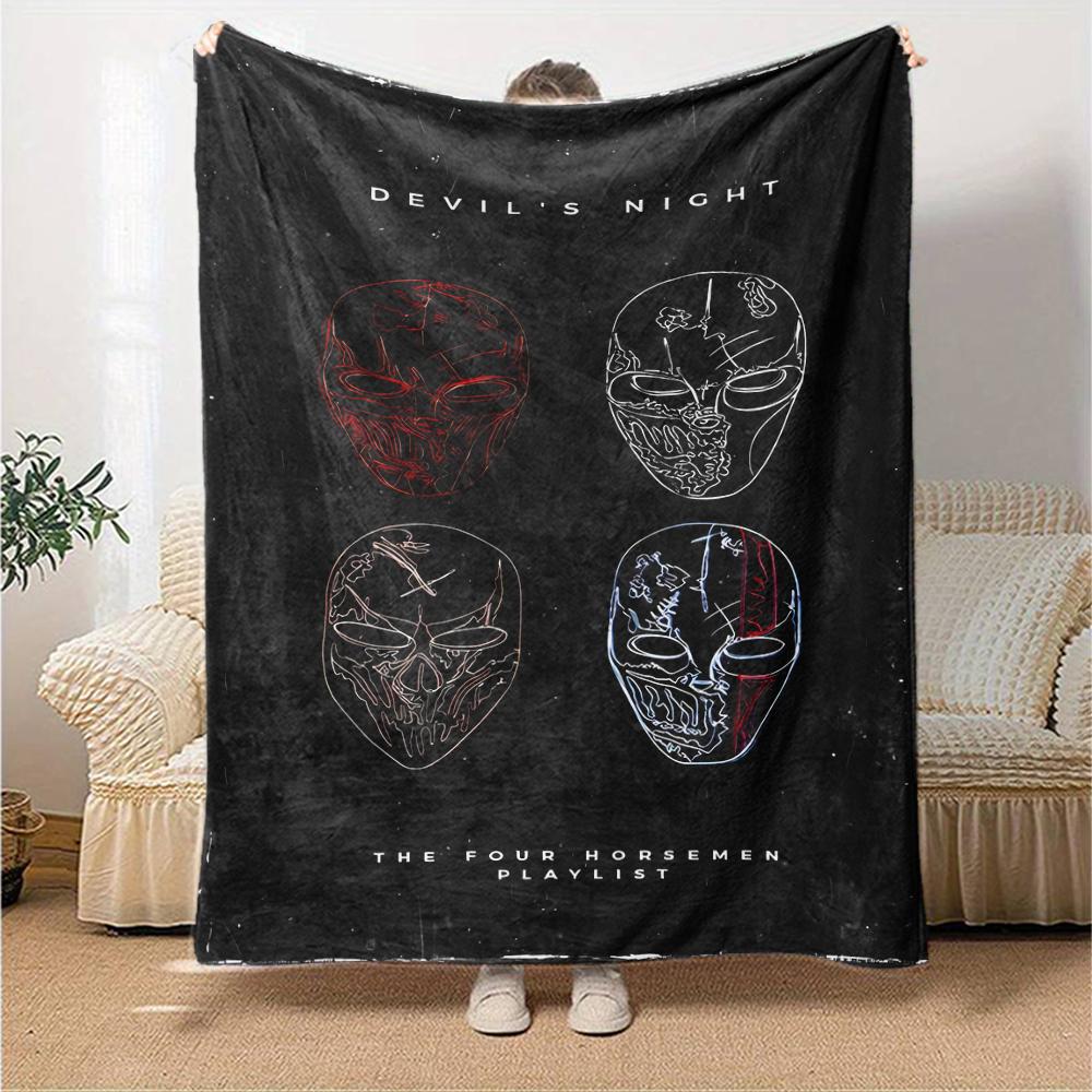 1pc Blanket - Devil's Night Print Design,Lightweight Blanket for Sofa,Bed- Soft &Warm,Gift for All Seasons