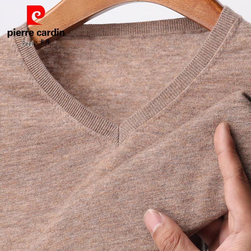 Мужской свитер Pierre Cardin из 100% шерсти с V-образным вырезом и рукавом три четверти
