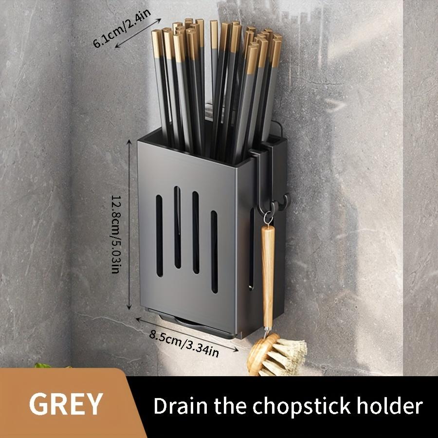 1pc Wall Mounted Chopstick Holder for Home Kitchen Sink Chopsticks, Spoons and Cutlery Organizer, No Need To Drill Holes for Draining Chopsticks Tubes