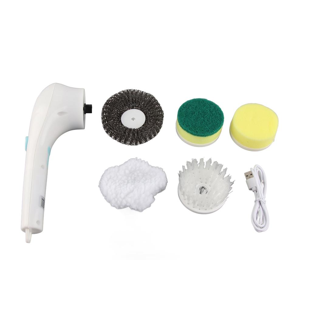 Электрическая щетка для затирки Перезаряжаемая Ручная Беспроводная Чистка Работающая от Аккумулятора Мощная Щетка с 5 Насадками для Кафельного Пола