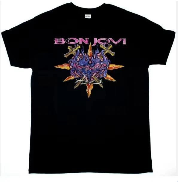Bon Jovi TShirt Suitable for All Seasons Full of Personality Loose Fit Unisex Street Fashion Couple Style Classic Style
