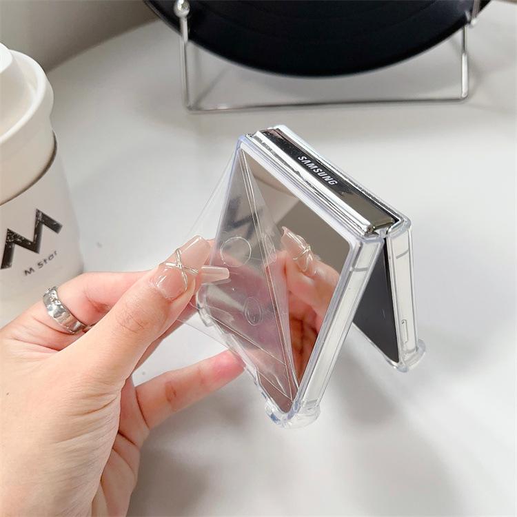 Применимо для Samsung Z Flip5 складной экран зеркальный чехол для мобильного телефона Z Flip6 зеркало для макияжа противоударный чехол задняя крышка защитный чехол
