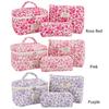3Pcs Quilting Storage Bag Floral Printed Adorable Padding Skincare Pouch Aesthetic Toiletry Purse Bathroom Shower Travel Bag