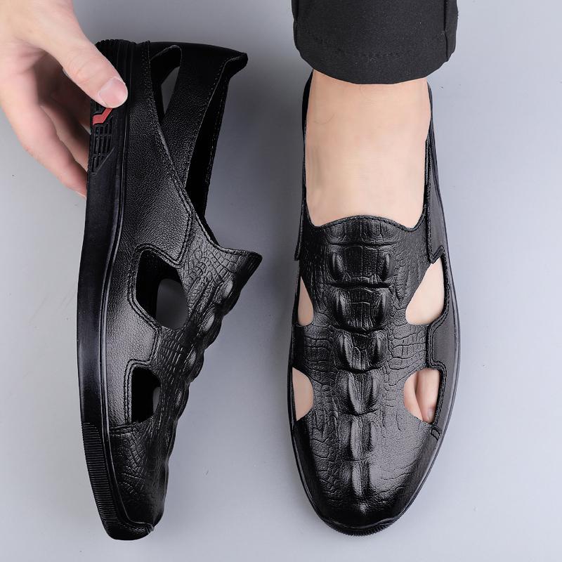 Роскошные брендовые мужские сандалии из натуральной кожи, мокасины, мужские деловые модельные сандалии, кожаная обувь ручной работы, мужские сандалии