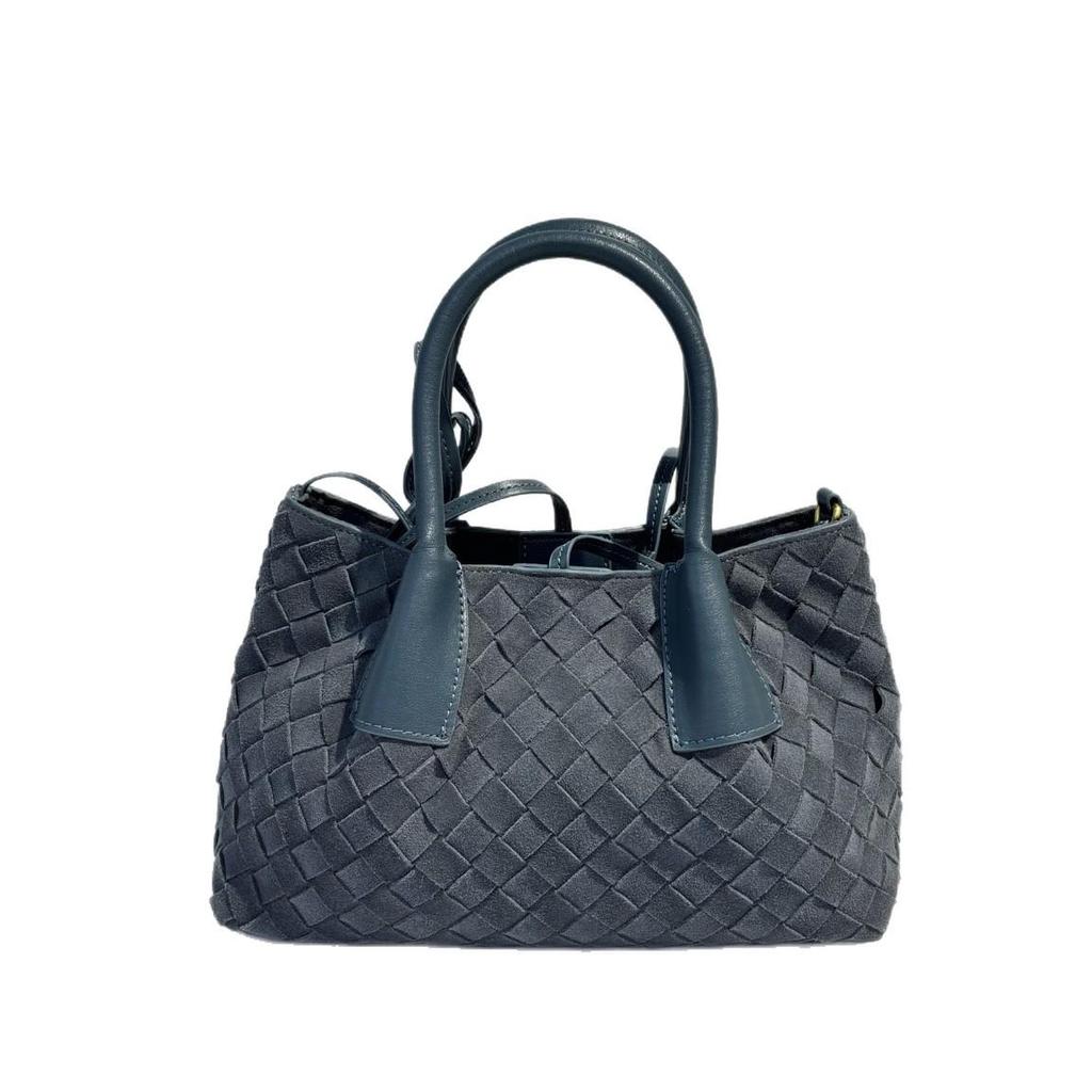 Осенняя ретро плетёная сумка-тоут из замши: Универсальная сумка через плечо и через плечо