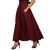 2025 Spring New Women's Solid Color Ankle-Length Skirt with Waist Tie - Flared A-Line Maxi Skirt Half Skirt Solid Strappy Ankle Waist Long Skirt