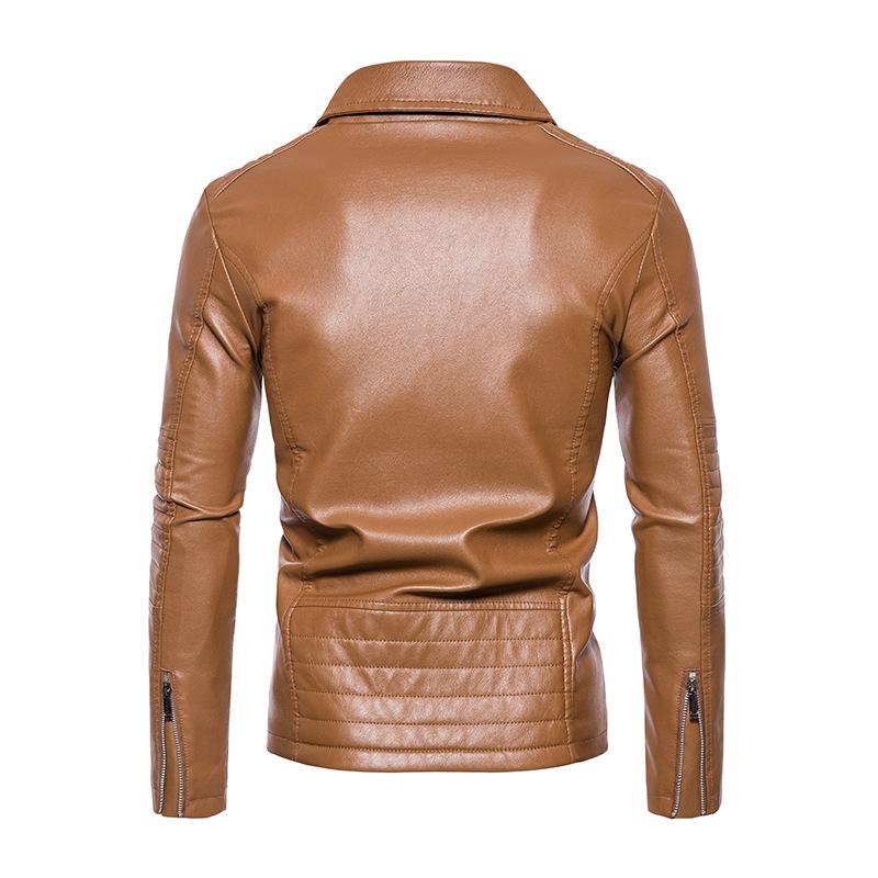 Осенняя куртка Holly Motorcycle из искусственной кожи в корейском стиле с узкими лацканами, мужская кожаная куртка