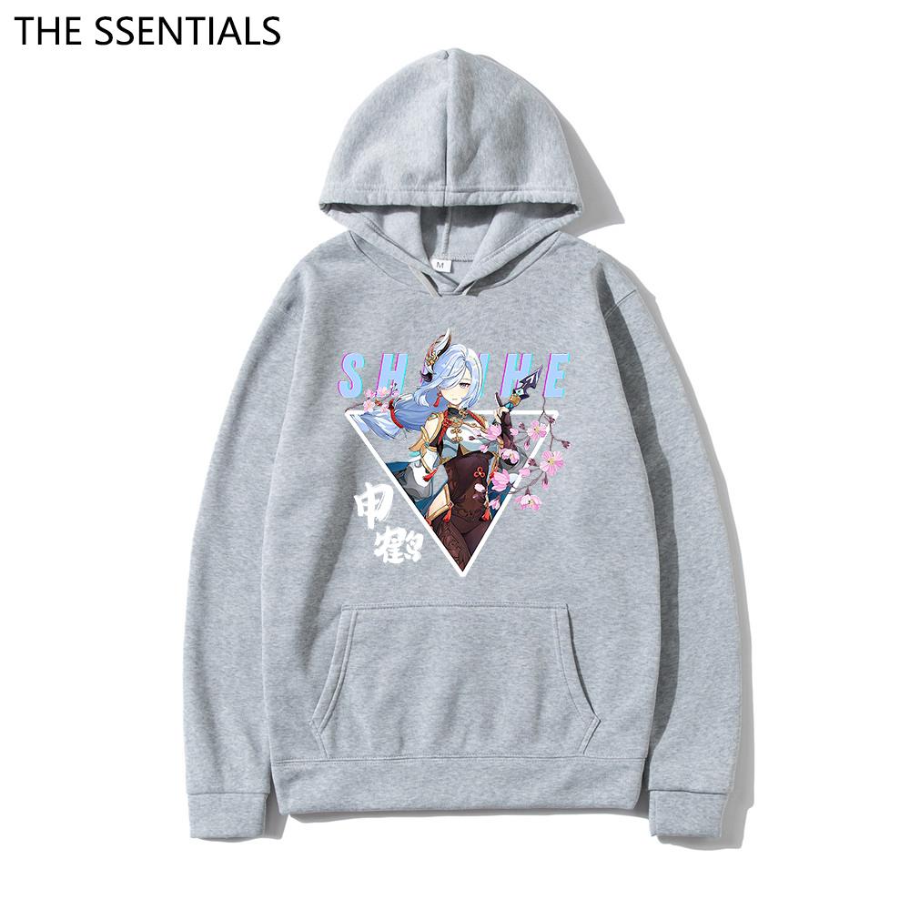 Shenhe Толстовка унисекс Harajuku Графический Kawaii Genshin Impact Толстовки унисекс Зимний эстетический пуловер Толстовки Genshin Толстовка Топы