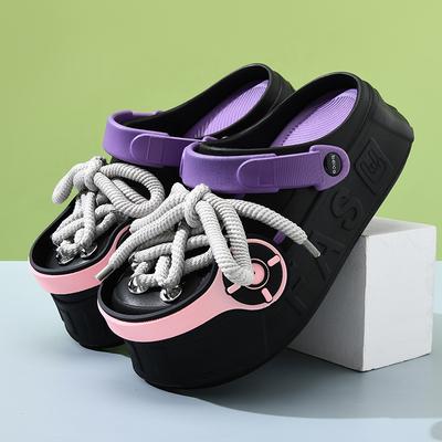 Милые трендовые туфли с отверстиями для наушников, женские шлепанцы, летние туфли с носком, персонализированная обувь, пляжная обувь для девочек, крутые шлепанцы