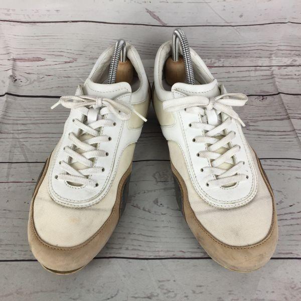 Сделано в Италии TOD'S Повседневные кожаные низкие кроссовки Размер Примерно 24,5 см Белый Бежевый Серебристый(ИСПОЛЬЗОВАЛ)